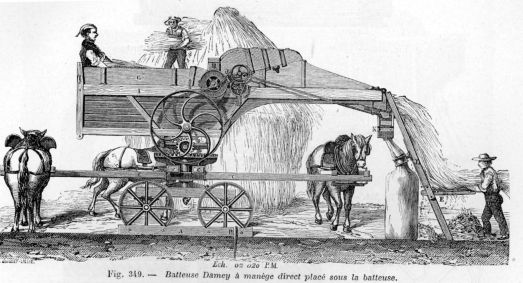 Mechanically Threshing Wheat, circa 1881.